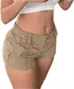 Venta directa de fábrica pantalones cortos de mezclilla vintage lavados desgastados multibolsillos de trabajo ajustados para mujer, estilo europeo y americano, de cintura baja