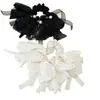 Scrunchie de Renda com Pérolas Estilo Coreano para Mulheres Laço de Alto Padrão Pérola Brilho Intenso Strass Acessório de Cabelo Elástico para Rabo de Cavalo Baixo