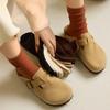 Calcetines largos de tubo medio de algodón puro para mujer, otoño 2024, con zapatos Birkenstock, para otoño e invierno, color blanco, estilo retro.