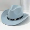 Sombrero de Concierto Unisex de Fieltro Transfronterizo con Cinturón Metálico, Estilo Británico, Sombrero de Jazz de Lujo Ligero, Versátil para Uso al Aire Libre, Diseño Único