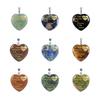 Colgante pequeño en forma de corazón de cristal natural, tallado con letras inglesas, joyería de recuerdo, collar de cristal artesanal.