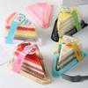 Caja para pastel de mousse triangular estilo japonés anti-vaho de 8 pulgadas durian matcha arcoíris caja de corte multicapa
