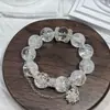 Design Original Pulseira Branca Natural de Cristal Branco Asai com Partículas Grandes de Gelo Triturado Cintilante para Meninas Presente Leve de Luxo Transferência
