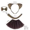 Fiesta de disfraces de Halloween diadema de animal de fiesta pasador accesorios al por mayor diadema de leopardo estampado de leopardo orejas de gato set de pegatinas faciales