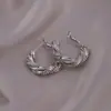 Pendientes Trenzados Transfronterizos S925 Tejidos Grandes de Aro en Forma de C para Mujer, Lujo Ligero, Gama Alta, Modernos, Versátiles, Pendientes al por Mayor