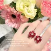 Hada de las Flores Argyle Polvo Amor Gema Pulsera Rico y Encantador Rojo Granate Flor Circonita Anillo traje