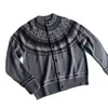 Cárdigan de punto Fair Isle de manga larga para hombre, estilo casual de otoño, suéter retro, prenda exterior, chaqueta de pareja de alta gama