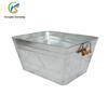 Balde de Gelo Quadrado de Ferro Galvanizado Lata Utensílios de Bar Balde de Gelo Bolsa de Mão Duas Alças Ferro Galvanizado Branco Balde de Gelo Grande Personalização