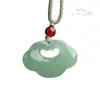 Pingente de Paz em Jade Aventurina Natural de Xinjiang, Amuleto de Buda para Homens e Mulheres, Fecho com Padrão de Nuvem, Colar Vintage
