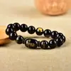 Pulseira Auspiciosa de Obsidiana Natural Signo do Zodíaco Ágata Preta e Vermelha para Homens e Mulheres 8-14mm Cristal Atacado