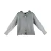 Cardigan de Tricô Cinza com Capuz e Zíper Frontal Estilo Pure Desire para Mulheres, Suéter Curto de Outono, Jaqueta Suéter de Nicho