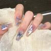 Pó para unhas de menina blush transparente água de gelo lua usar unha fofa suave estilo ins doce unha postiça acabada