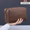 Bolsa de Higiene Pessoal de Couro PU Vintage da Amazon, Estilosa para Viagem de Negócios Masculina, Bolsa de Mão Impermeável para Armazenamento de Itens de Higiene