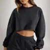 Sudadera Casual de Cuello Redondo Holgada que Muestra el Ombligo para Mujer, Nueva Colección Otoño e Invierno 2025, Transfronteriza Europea y Americana, Tienda Independiente de Amazon Ebay
