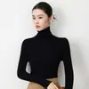 Capa base de lana fina de cuello alto para mujer, suéter fino de punto acanalado, jersey de cuello alto ajustado para otoño e invierno, suéter interior