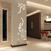 Pegatina de pared de espejo circular de rama de árbol transfronteriza flor de acrílico enredadera DIY moda entrada dormitorio sala de estar pegatina decorativa