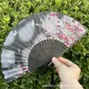 Leque Dobrável Estilo Antigo Transfronteiriço para o Verão, Estilo Chinês, Hanfu, Cheongsam, Leque Pequeno Dobrável de Bambu Portátil para Mulheres