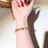 Pulsera de Citrino Natural con Cuentas para Mujer, Pulsera Trenzada de Hilo Dorado Estilo Antiguo con Bola de Ojo de Tigre