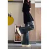 Jeans de Pierna Ancha Ligeramente Acampanados Estilo Americano High Street para Primavera y Otoño, Pantalones Trendy Rectos Ajustados de Pierna Ancha para Mujer Verano 2025 Nuevo Primavera y Verano
