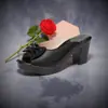 Zapatos de Mujer Verano Punta Abierta Sandalias de Piel Suave para Mujer Tacón Alto Grueso Calzado de Exterior Antideslizante Zapatos de Mujer