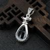 Colgante de Plata S925 Soporte Vacío Retro Monedero Pequeño Incrustado con Ámbar Cera de Abejas Colgante Plata Tailandesa Gota de Agua Soporte de Plata 8.5*13mm