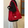 Bolso Tote de Lana Bordado de Pájaros Retro Coreano Otoño e Invierno Nuevo Versátil de Gran Capacidad para Hombro o Axila