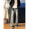 Jeans Boca de Sino Novo Masculino Primavera e Outono, Calças Largas Lavadas Retrô Soltas, Calças Casuais Tendência Estilo Americano
