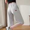 Pantalones Capri de Seda de Hielo Finos de Talla Grande para Mujer 2025 Nuevos Sueltos con Caída Cintura Alta Adelgazantes Casuales