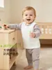 Conjunto de ropa de otoño e invierno para bebés niños y niñas, conjunto de dos piezas de ropa de casa de cintura alta que protege la barriga, ropa interior para bebés
