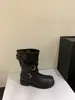 Hebilla de cinturón estilo retro Chuyuji, botas de motociclista para mujer, botas de tacón grueso hasta la mitad de la pantorrilla, estilizan y son versátiles, botas de jinete, botas western para verano