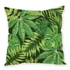 Funda de Almohada de Peluche Estilo Ins con Estampado Digital de Planta Verde y Flores Serie Floral de Verano Funda de Cojín para Sofá Coche Transfronterizo