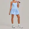 Vestido Deportivo Ajustado de Dos Piezas Transfronterizo Anti-Exposición con Diseño Abullonado Plisado para Fitness, Yoga y Tenis 68978