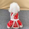 Gatos y Perros Año Nuevo Chino Vestido Festivo Acolchado de Algodón Otoño e Invierno con Forro Polar Engrosado Talla Pequeña y Mediana Teddy Hanfu Transfronterizo