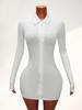 2025 Amazon Transfronterizo Ropa de Mujer Ins Sexy Hottie Ajustada Vestido Camisa con Cuadrado y Ceñido a la Cintura Estilo Europeo y Americano