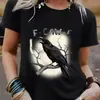 Tamanho Europeu CruzadoCorvo Negro F-Caw-F Pássaro Negro Interessante Manga Curta Gola Redonda 2000 Roupas Masculinas Novo