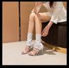 Sandalias de Tacón de Aguja de Tela Elástica con Puntera Redonda de Caña Alta Verano 2024 Transfronterizas Europeas y Americanas con Punta Abierta Tallas Grandes Tacones Altos Exteriores para Mujer