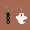 Pendientes de Halloween Transfronterizos Estilo Europeo y Americano Moda Personalidad Exagerados Acrílico Fantasma Boo Letra Pendientes Blancos y Negros para Mujer