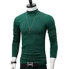 Camiseta básica de cuello alto para hombre de otoño e invierno, corte ajustado, base ajustada, camiseta de manga larga juvenil para hombre, color liso, ropa interior de otoño, moderna