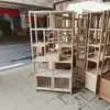 Silla de Respaldo de Peine Blanco de Madera Maciza Sillón Silla de Media Luna Silla de Respaldo de Libro de Roble Silla Begonia Madera de Rejilla Juego Completo Blanco