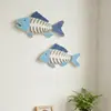 Decoración de Pared Colgante de Espina de Pez Tridimensional Estilo Mediterráneo para Pared de Entrada de Sala de Estar, Decoración de Pared para el Hogar con Temática Oceánica