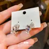 Brincos Geométricos Quadrados em Formato de C com Zircônia e Pérola Artificial Estilo Luxo Acessível Agulha de Prata Brincos Elegantes de Nicho de Alto Padrão para Mulheres