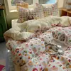 Conjunto de cama de quatro peças Classe A para mães e bebês, lençol de algodão lavado imitação de algodão antibacteriano, capa de edredom, lençol com elástico, conjunto de três-quatro peças para dormitório de estudante individual