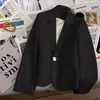 Estilo de Commuting Primavera e Outono 2026 Versão Coreana Gola de Terno Manga Longa Feminino Poliéster Patchwork Bolso Botão Único Blazer Curto