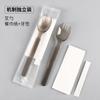 Conjunto Descartável Americano de Colher e Hashis de Quatro Peças Pacote para Refeição para Levar Bibimbap Comida Leve Colher Rígida Fosca com Conjunto de Palito de Dente e Toalha de Papel