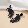 Um Par de Brincos de Gato Preto, Tulipas Rosas, Design de Moda Criativo, Material Acrílico, Festa de Halloween