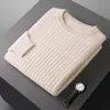 Suéter de Cachemira de Cuello Redondo para Hombre, Nuevo Suéter Casual de Invierno, Camisa Base de Punto Waffle 100% Lana, Ropa para Hombre Transfronteriza