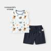 Conjunto de Duas Peças Kaka Panda para Meninos Regata Shorts Roupa Infantil de Verão Casual Roupa de Bebê Infantil