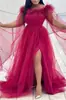 2025 Nueva Ropa Femenina Transfronteriza Wish Fashion Vestido de Novia Sexy de Malla con Abertura Alta de Color Puro Elegante para Mujer