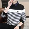 Suéter de Dos Piezas Falso Ge Hua Otoño Hombre Nueva Marca de Moda Primavera y Otoño Camiseta de Manga Larga para Hombre Camisa Casual con Cuello Camiseta Base