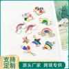 Al por mayor Versión Coreana Creativo Doble Colgante Corazón Patrón Arcoíris Aleación Goteo de Aceite Collar Pulsera Colgante Joyería Accesorios DIY